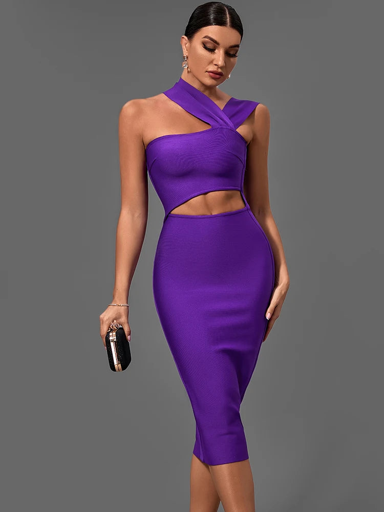 Bandage Dresses for Women Purple Bodycon Dress Evening Party Elegant.
