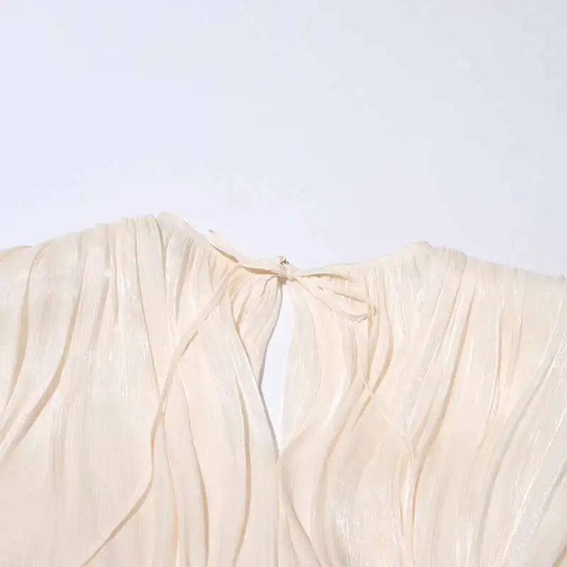 TWOTWINSTYLE Solid Blouse Mini Dresses For Women V Neck Long Sleeve.