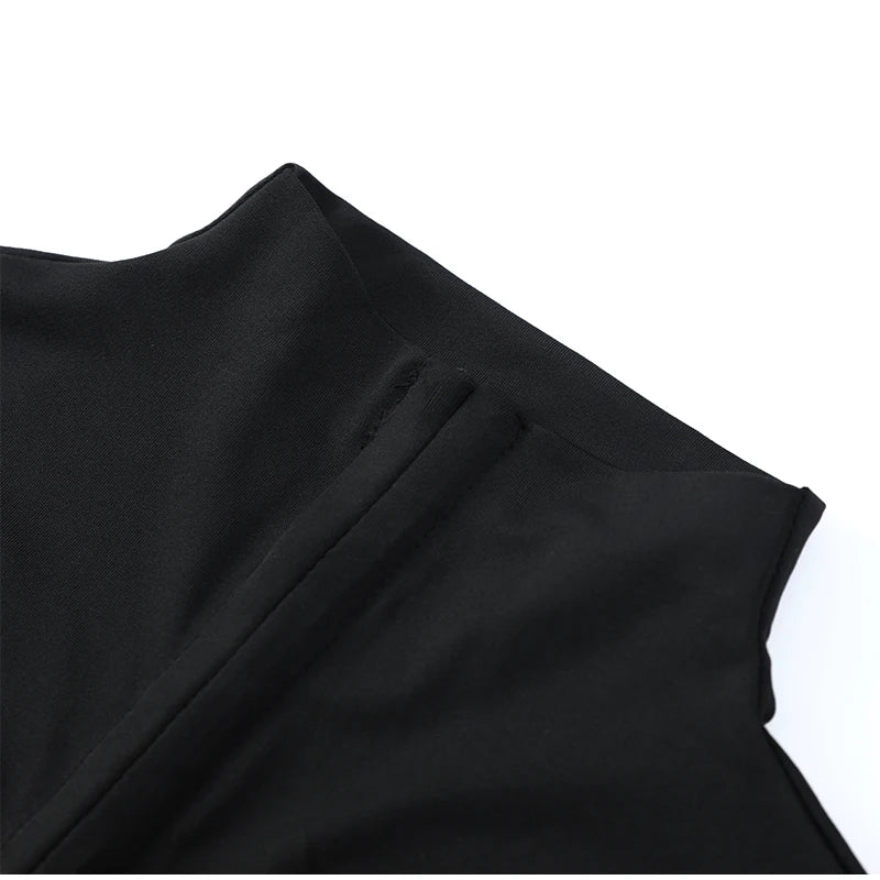 Kpop Black Hollow Out Mini Dress Women.