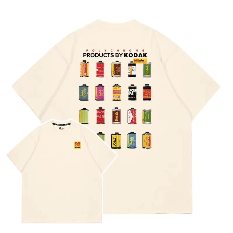 Kodak's new retro-style film print men's T-shirt pure cotton.