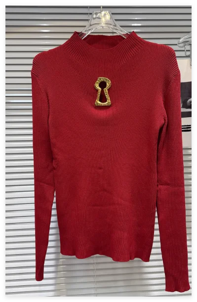 European Women Clothes Long Sleeve Waist-Cinching Knitted Long Dress.