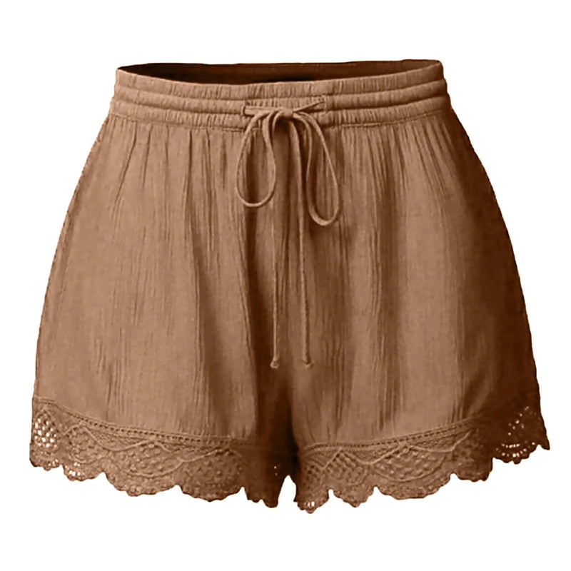 Shorts For Women Ruffle Hem Casual Shorts Plus Size Drawstring  Lace Shorts.