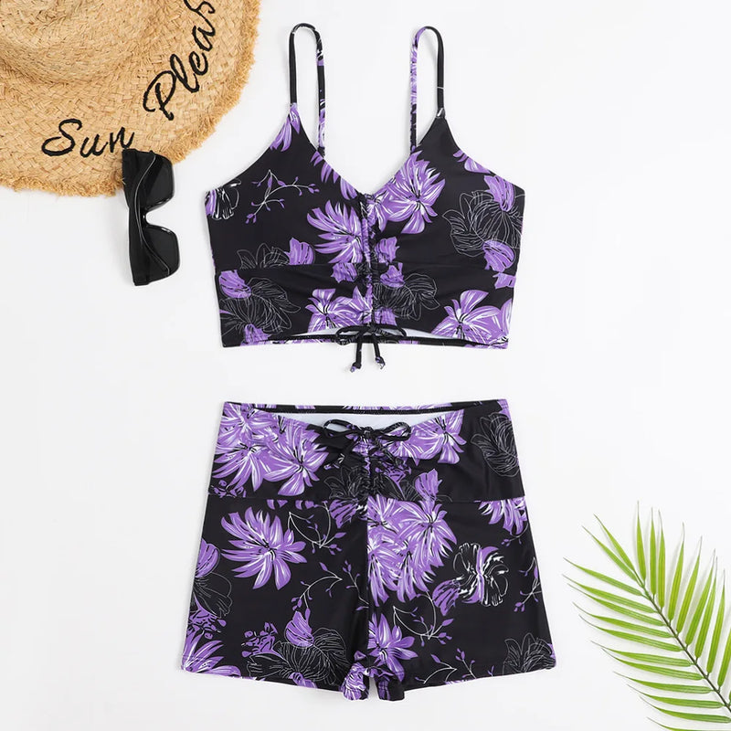 High Waist Bikini Swimsuit Women Push Up Bikini Floral Swimsuit.