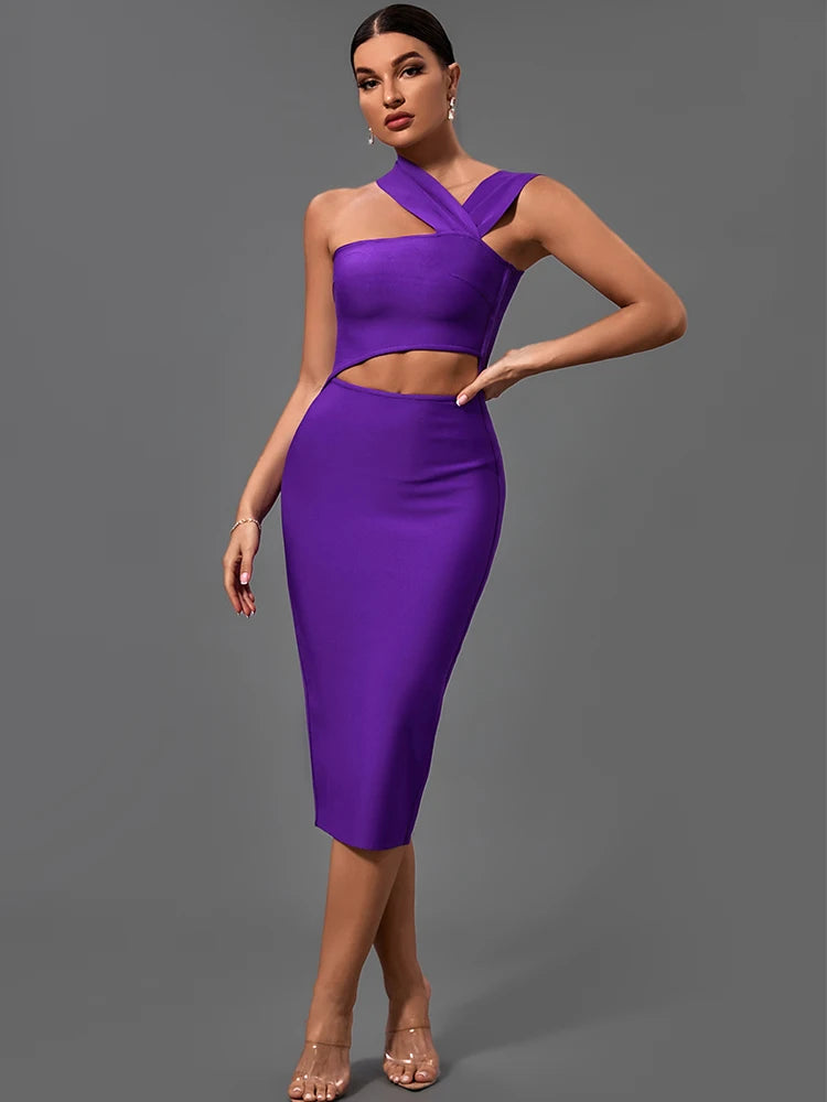 Bandage Dresses for Women Purple Bodycon Dress Evening Party Elegant.