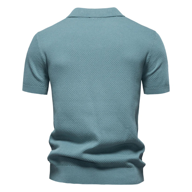 Men's Summer Breathable Polo Shirt Short Sleeve Solid Color Casual Polo.