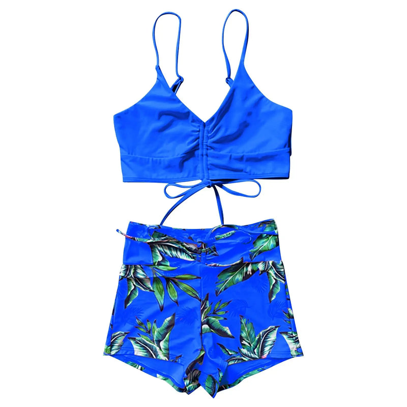 High Waisted Bikini Set for Women Two Piece Swimsuit Tummy Control Ruffle.