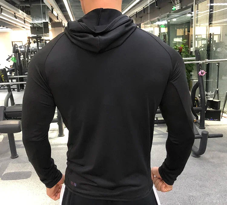 Winter Autumn Hoodies Sport Shirt Men Hat Zipper Running Jackets Fitness.