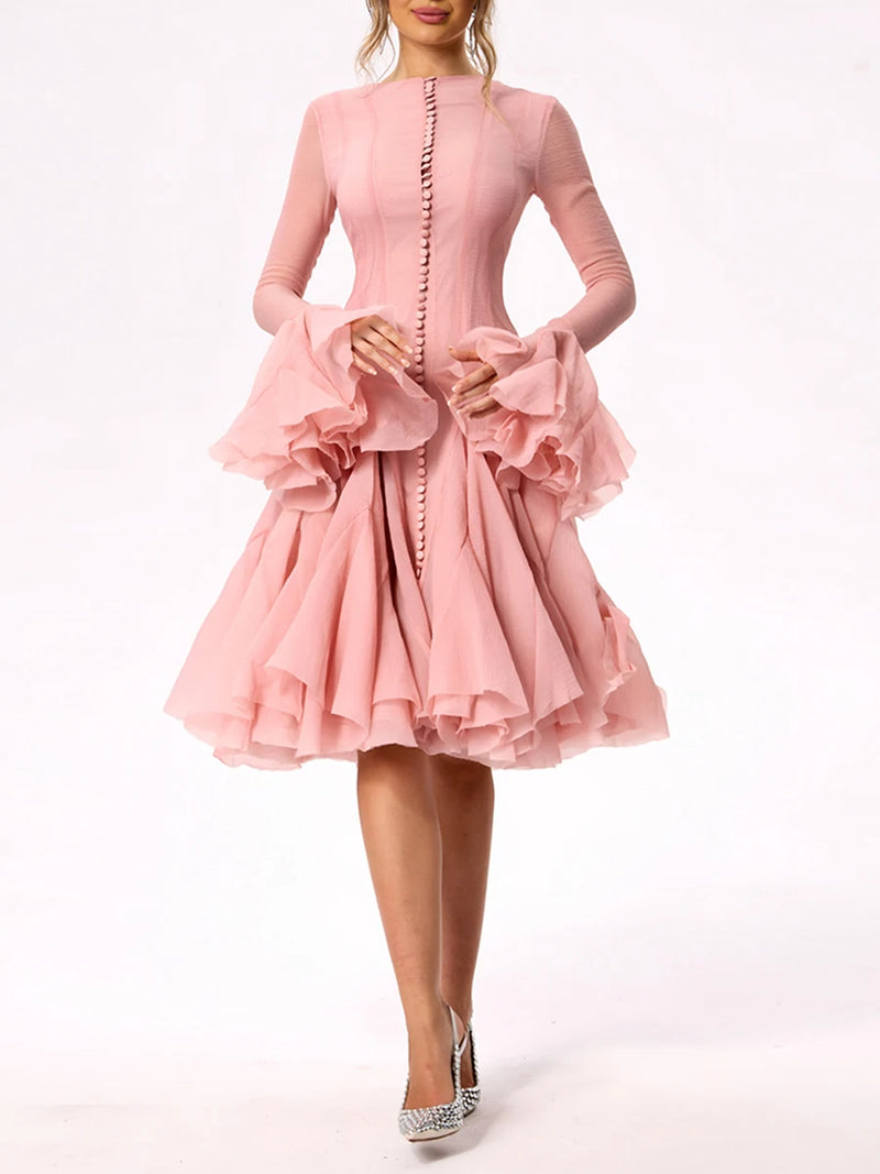 Women's Dress Irregular Pleated Patchwork Fashion.