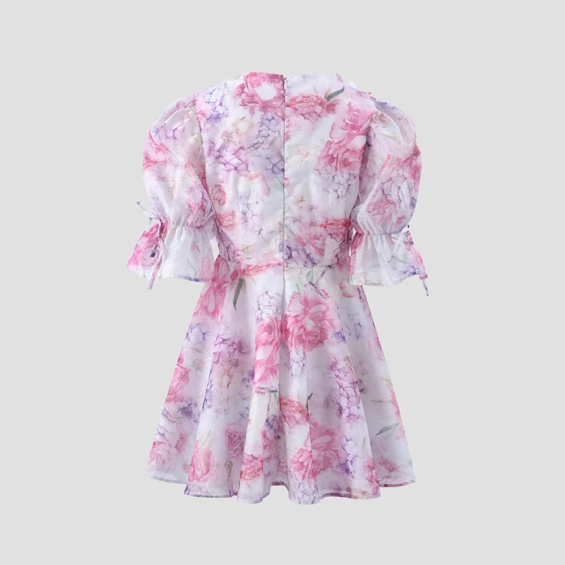 Women’s Chic Floral Printed Mini Dress Backless Sleeveless.