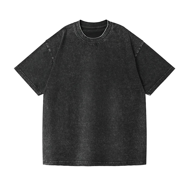 Couple Washed Retro 350g Heavy Duty Cotton Short Sleeved T-shirts.