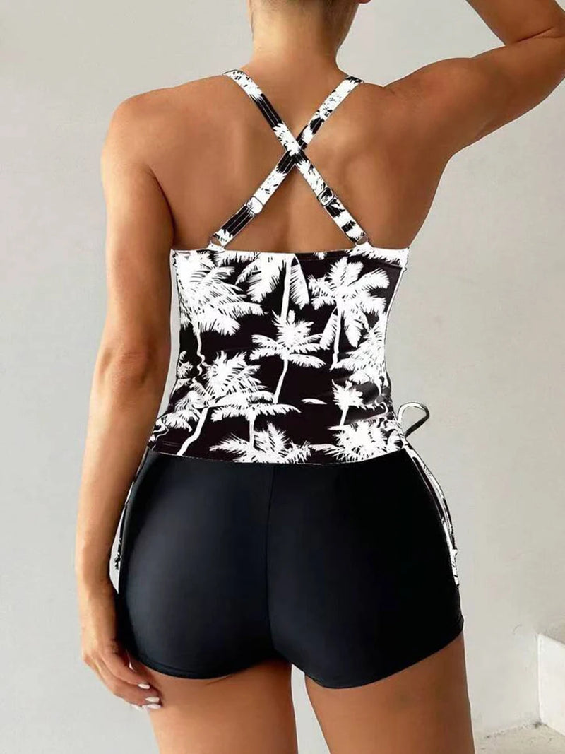 Tankini Two Piece Swimsuit Women Printed Swimwear Female.