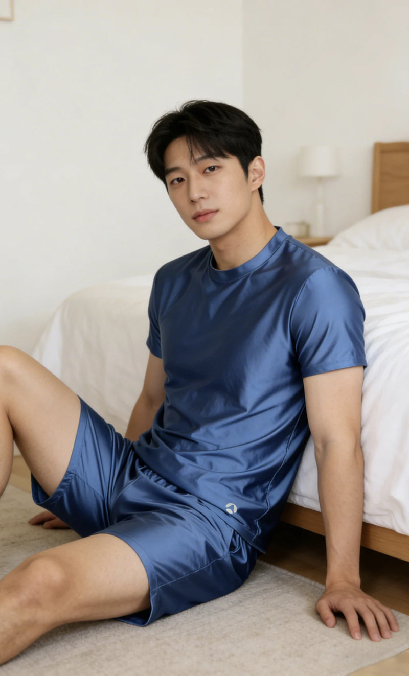 Men's spring and summer new pajamas two-piece.