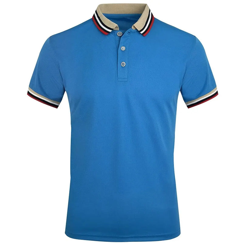Men Summer Solid Casual Office Breathable Cotton Polo Shirt Fashion.