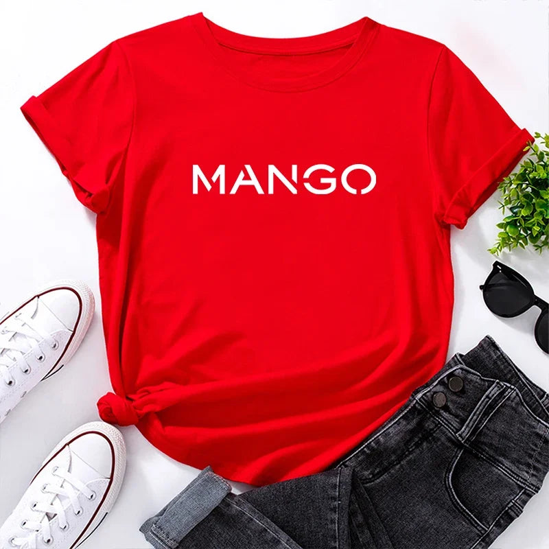 Woman Cotton T-shirt Spring Summer Daily Casual Fashion O-neck Short Sleeve.