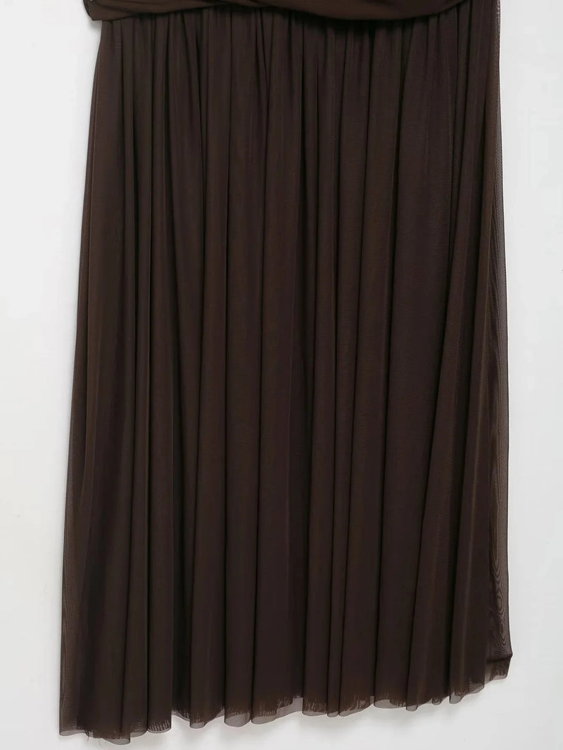 Elegant Women Dresses Wedding Guest Ladies Patch Work Tulle Dresses.