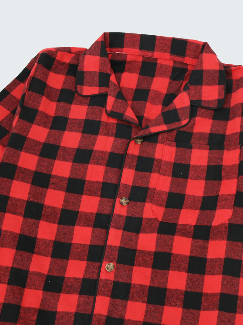 Mens Flannel Pajama Sets Cotton Plaid Pajamas for Men Pjs Set.