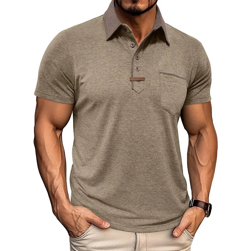 Man Polo Shirts Summer European and American Men's Short-sleeved Lapel T-shirt.