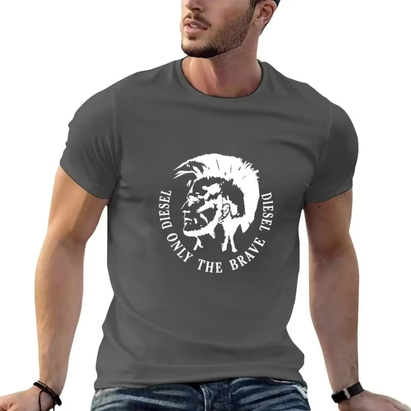 Men's Cotton T-shirt Comfortable Round Neck Print Large Size Top.