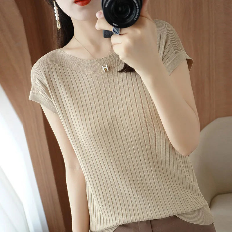 Spring Summer T-shirt Women Short Sleeves Slim.