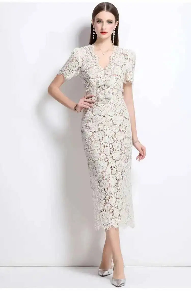 Women’s Luxury Crystal Bow Evening Formal Dress.