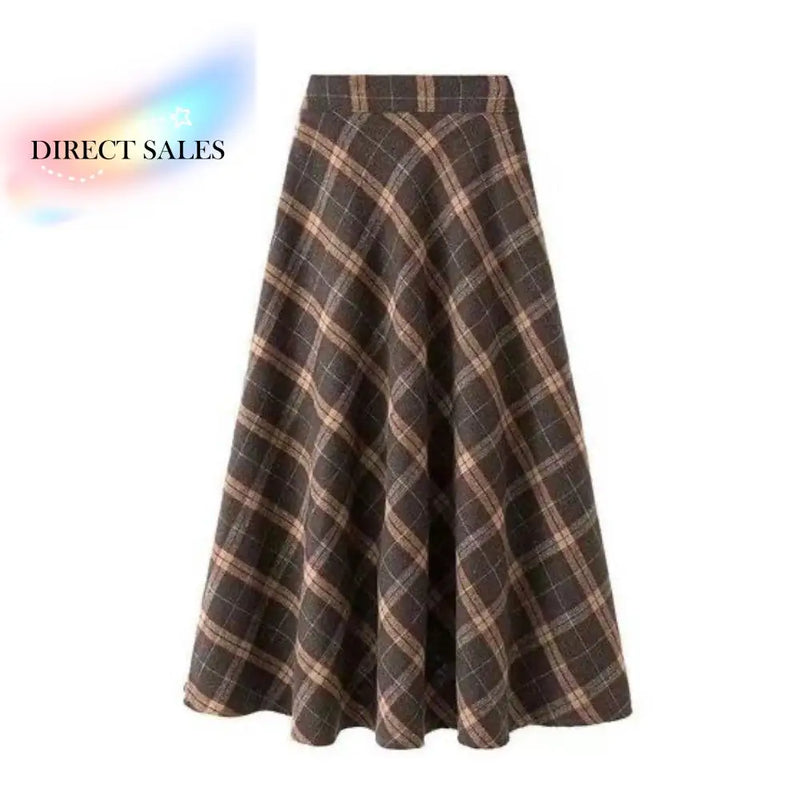 High Waist Retro Plaid Skirt Slim Fit Winter Autumu High Waist Long Skirt.