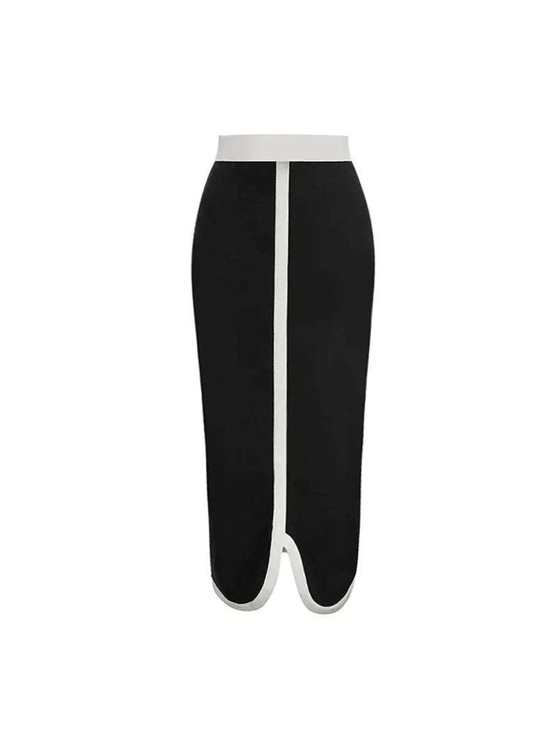 Black And White Contrast Color One Piece Swimsuit For Women.