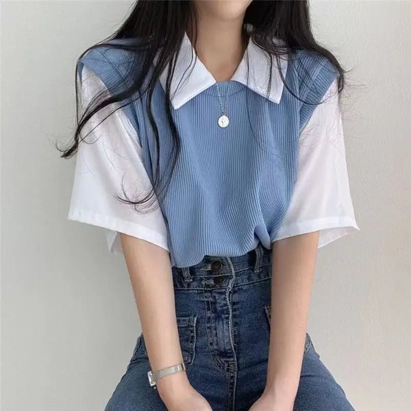 Solid Color Casual Loose T-shirts For Woman Summer.
