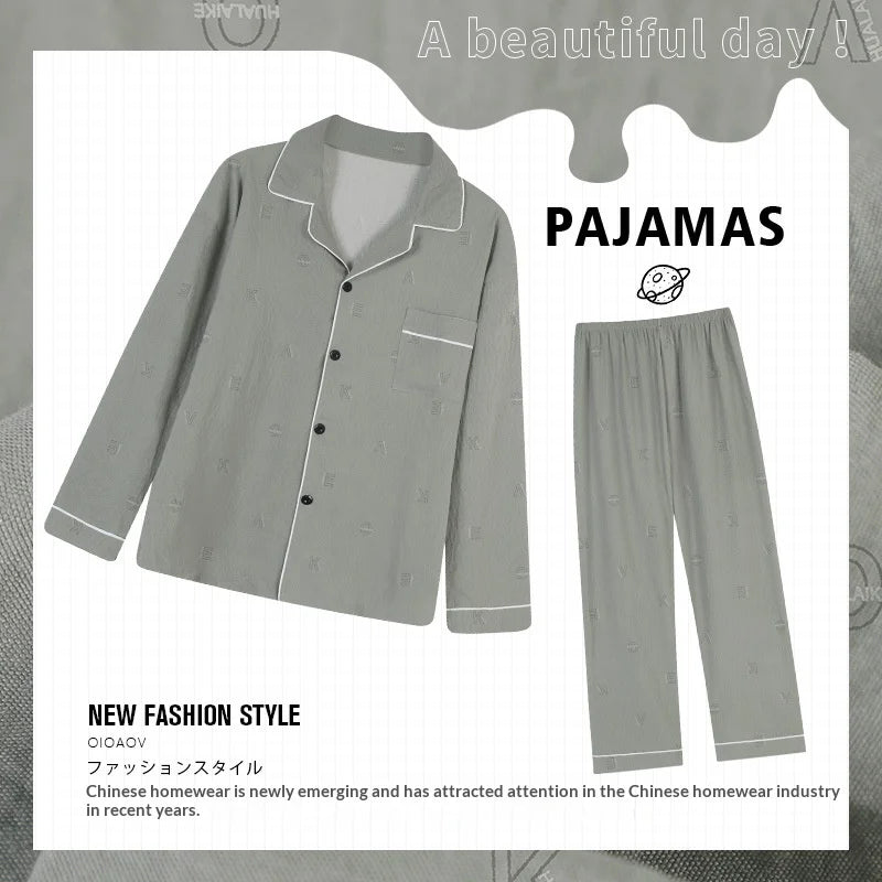 New Spring and Autumn Cloud Cotton Men's Pajamas.