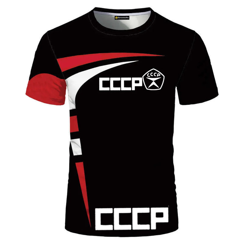 Men's T-shirts Casual Fashion Summer New Russian Flag Short Sleeved Tops.