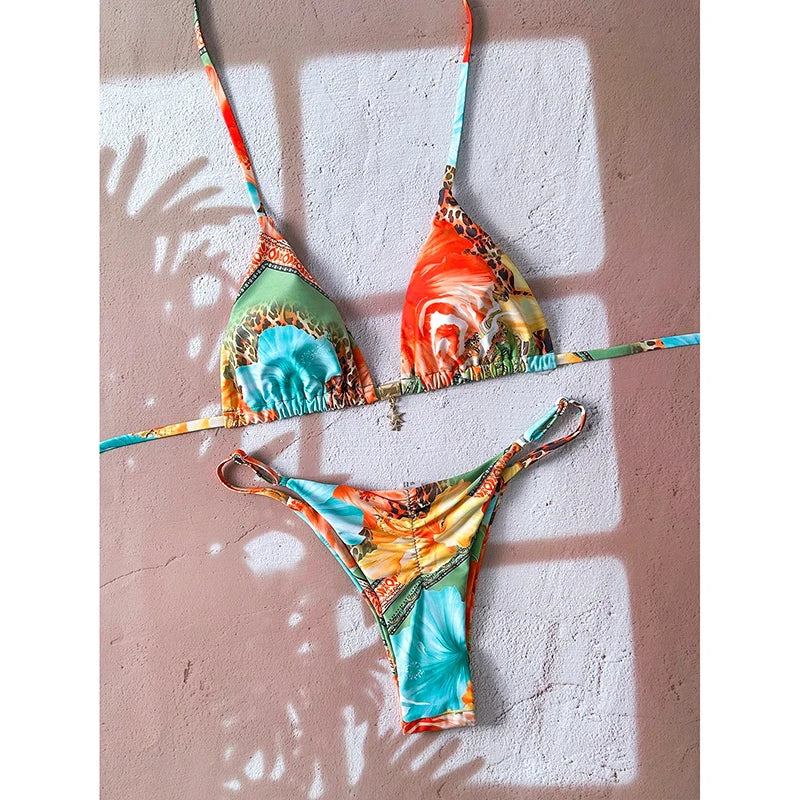 Sexy Leopard Push Up Bikinis Two Piece Bathing Suits Micro Bikini Sets Women.
