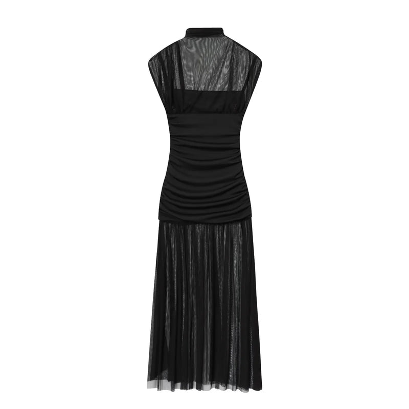 Elegant Women Dresses Wedding Guest Ladies Patch Work Tulle Dresses.