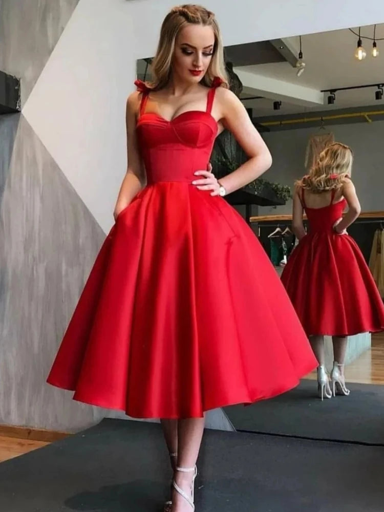 Hot Pink Evening Dress Women Elegant Satin Simple.