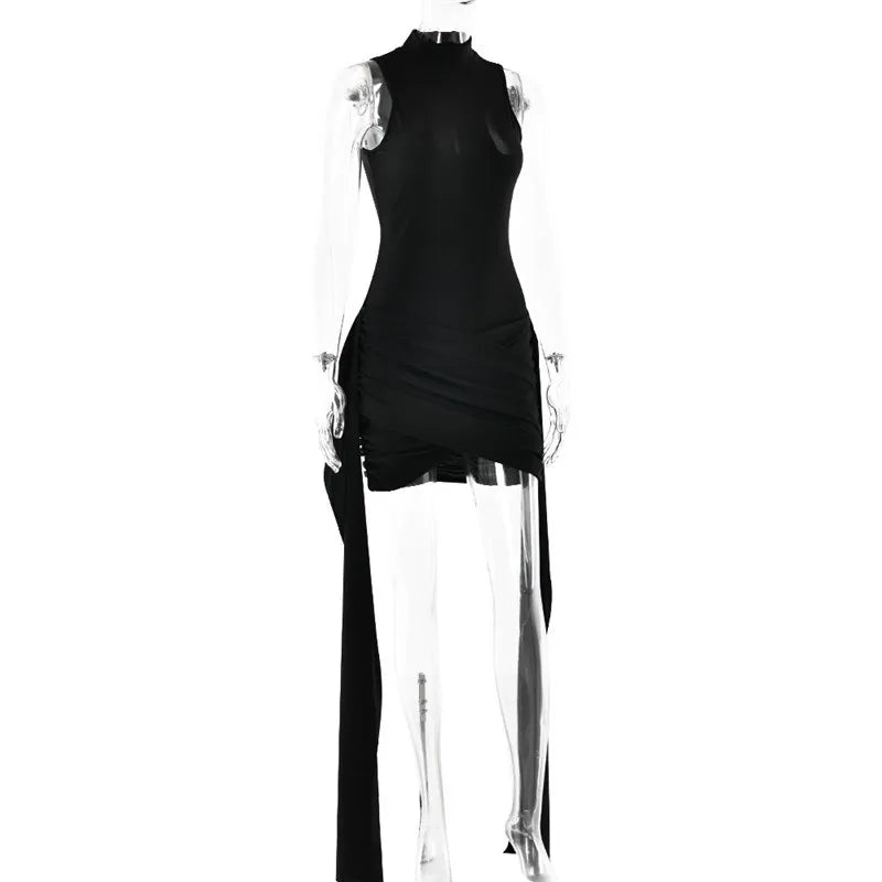 Mozision Turtleneck Sleeveless Sexy Mini Dress For Women.