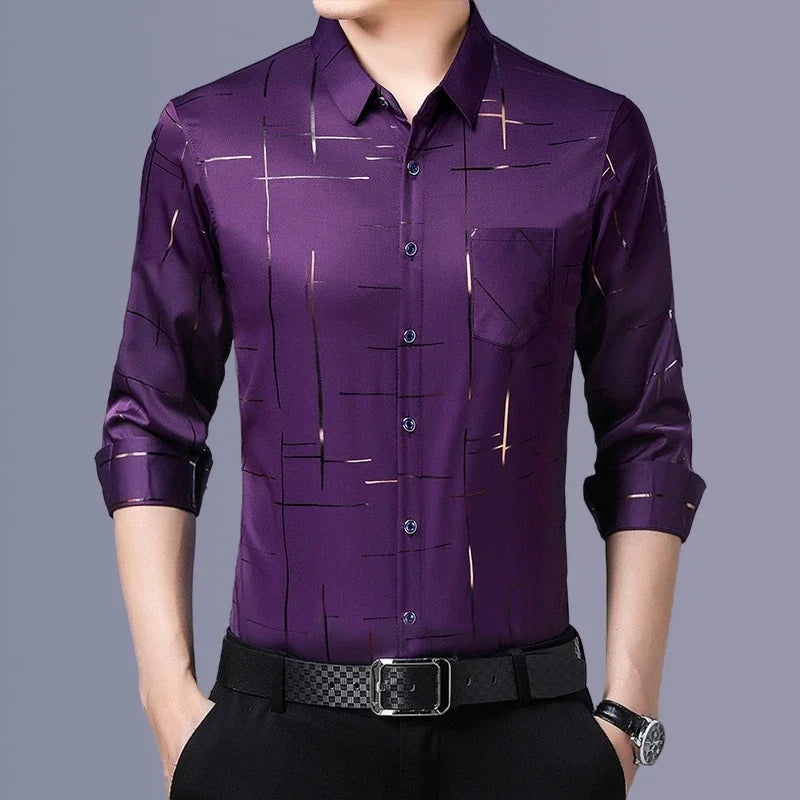 Men's Casual and Fashionable Long Sleeved Printed Shirt.