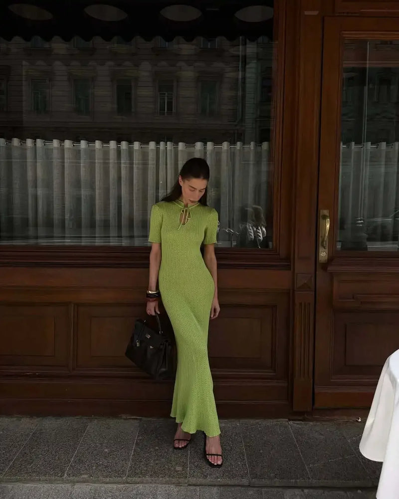 Elegant Sweater Dress Summer High Waist Woman Dress.