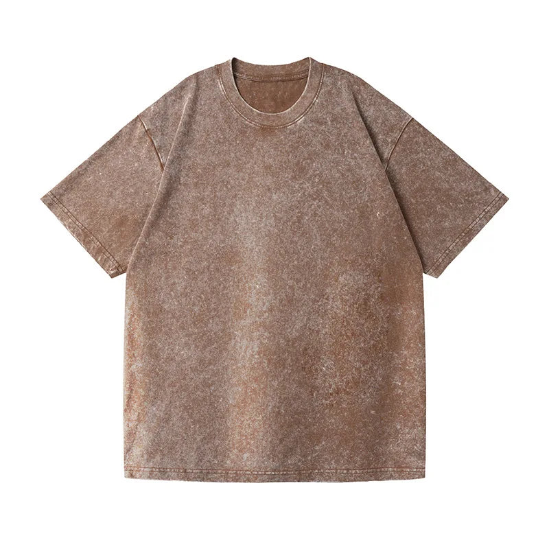 Couple Washed Retro 350g Heavy Duty Cotton Short Sleeved T-shirts.