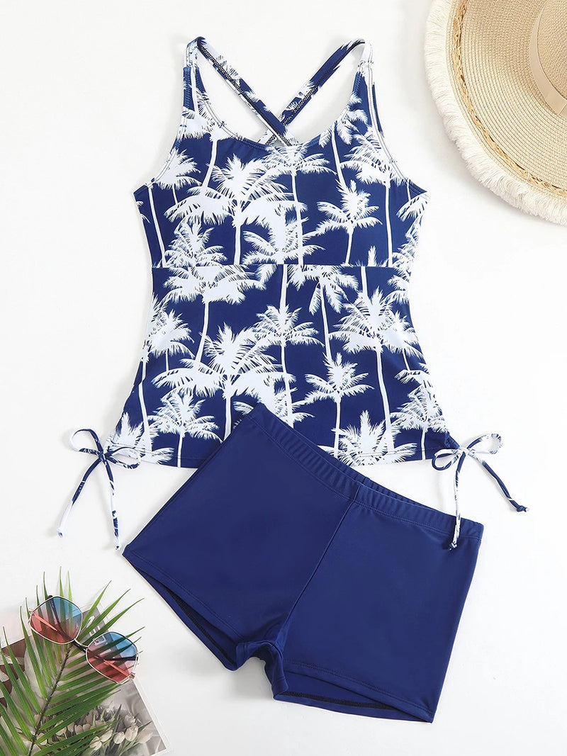 Tankini Two Piece Swimsuit Women Printed Swimwear Female.