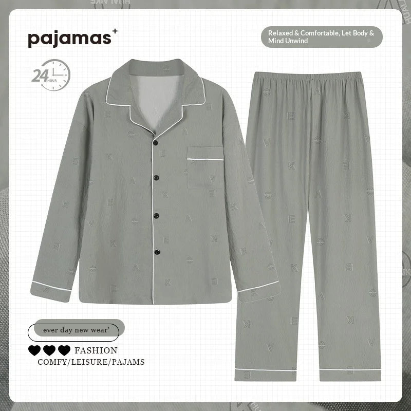 New Spring and Autumn Cloud Cotton Men's Pajamas.