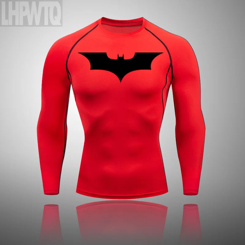Superhero Men Running Sports Tshirt +Pants Tights Set Men's Fitness.