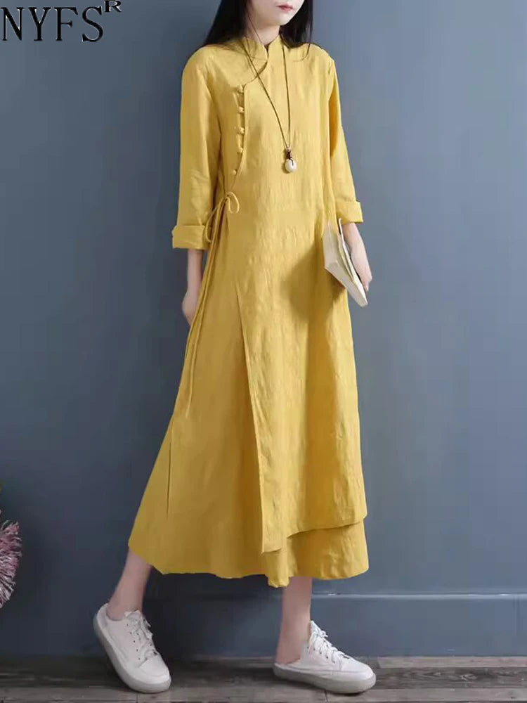Spring Autumn New Womens Dresses Vestidos Robe Elbise Loose.