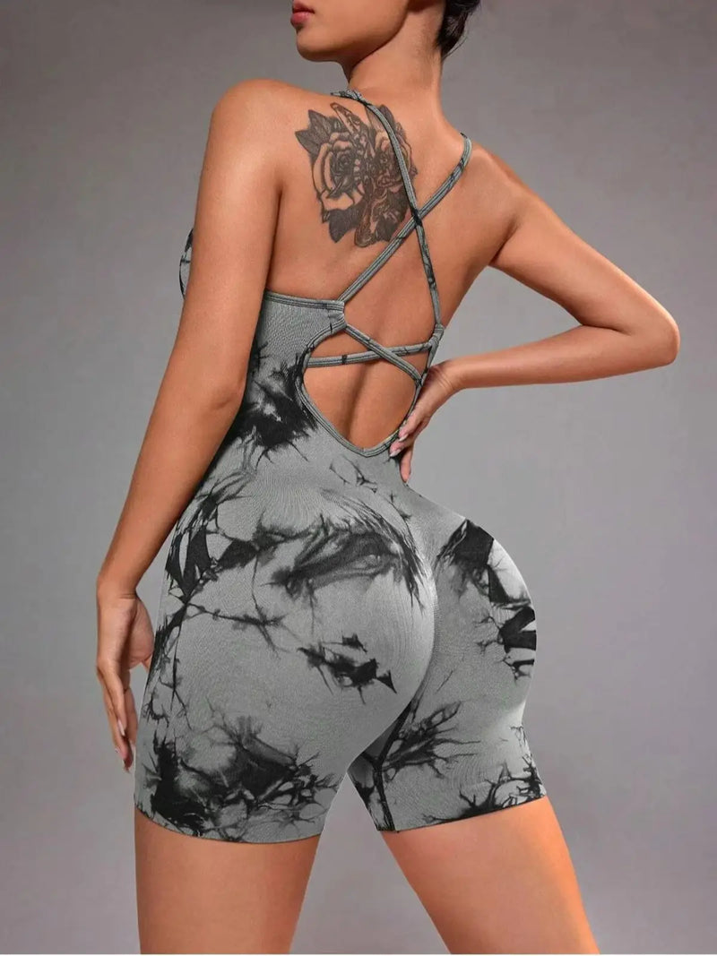 Tie Dye Yoga Bodysuit for Women - Seamless No Visible Panty Line Strappy.