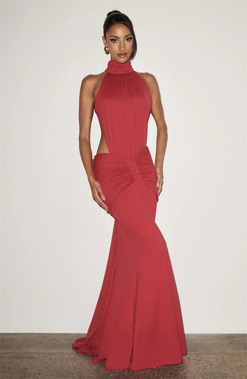 Mozision Turtleneck Backless Sexy Maxi Dress Women.