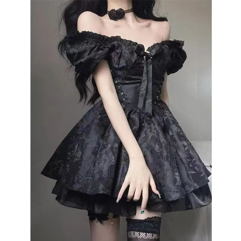 Women’s Party Dresses Female A-line Cute Bow Mini Dress.