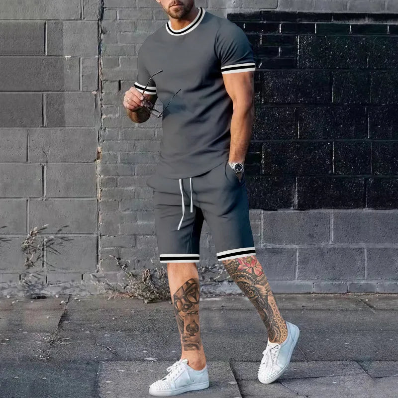 2pcs Tracksuit Men Sport Gym Set Quick Dry Training Running Set Male.