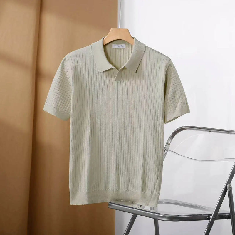 Men Slim Fit Polo Shirts Solid Stretch Sexy Collared TShirt Fashion.
