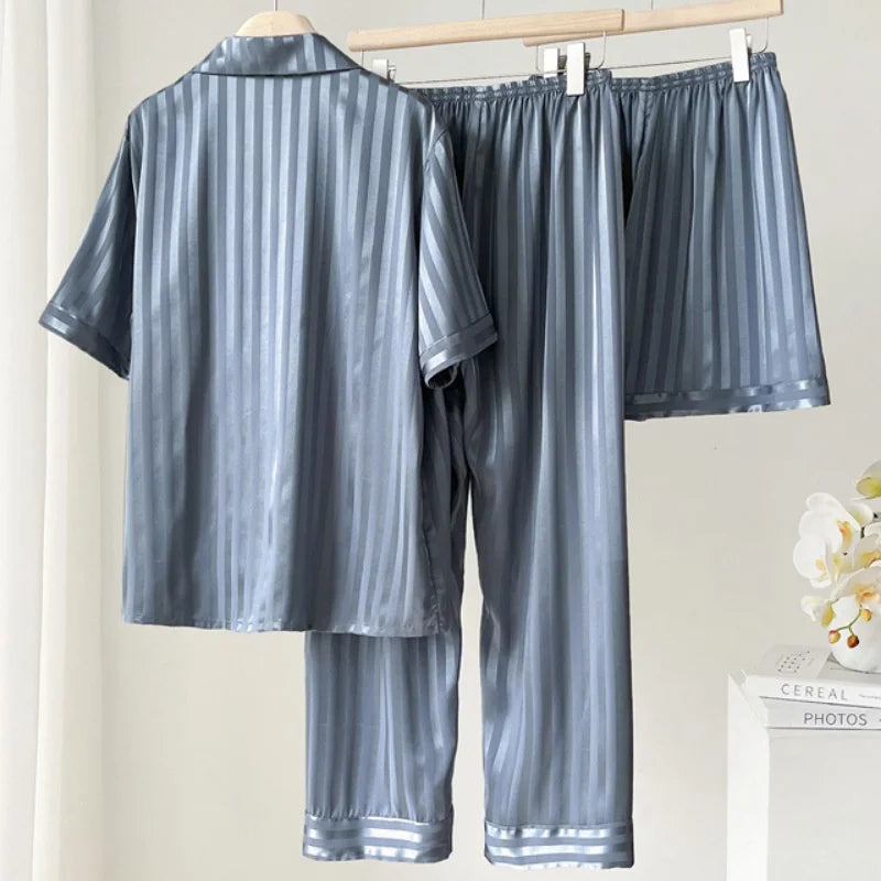 Spring Summer New Men 3pcs Pajamas Set.