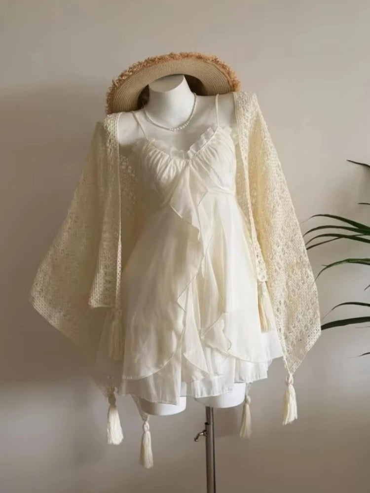 Women’s  Sweet Kawaii Y2k Min Dress Lolita Cute Sleeveless Floral Dress.