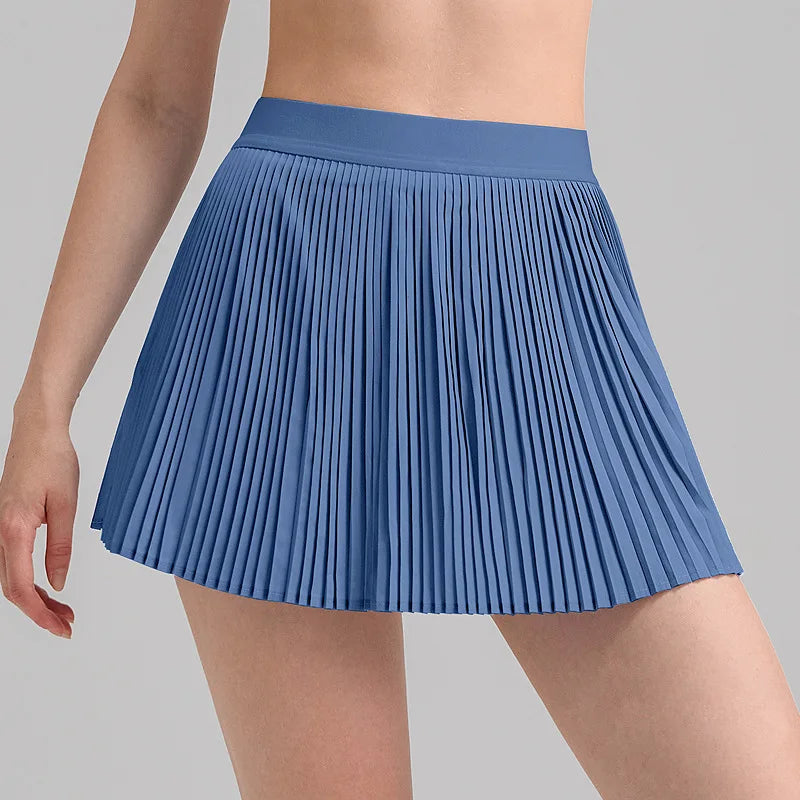 fashionable summer sports shorts women's pleated skirt anti glare short skirt.