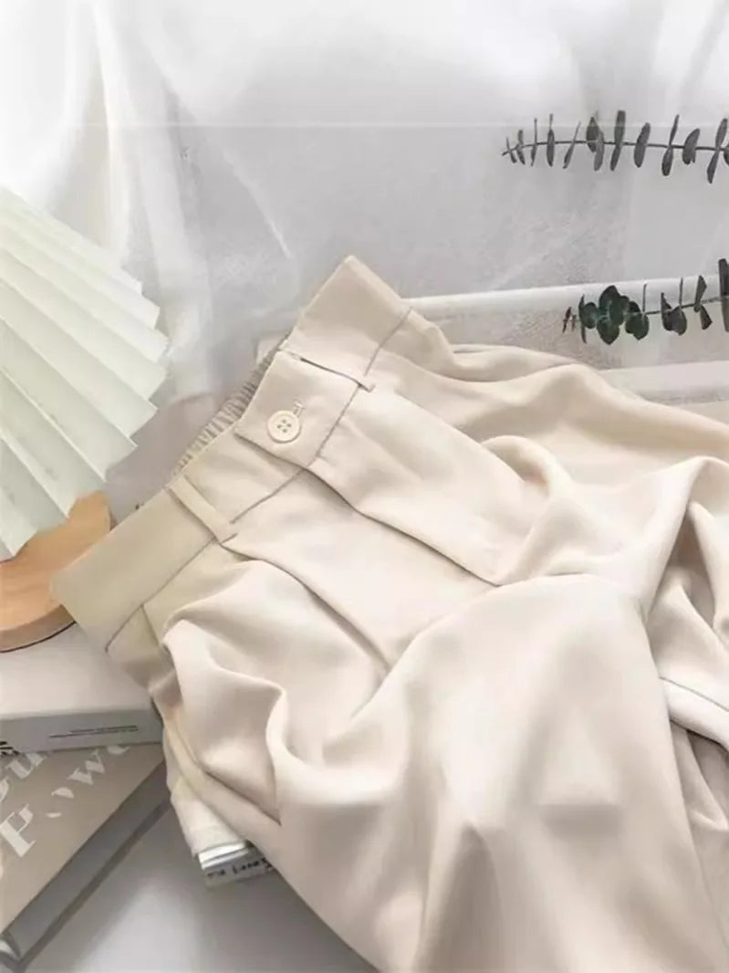 High Waist Women Suit Pants Fall Straight Office Ladies Korean Fashion.
