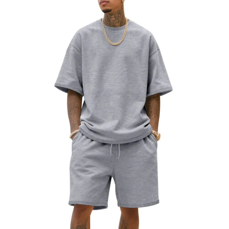 Cotton Men's Summer American-Style Loose High Street Hip-Hop Sport Short-Sleeved.